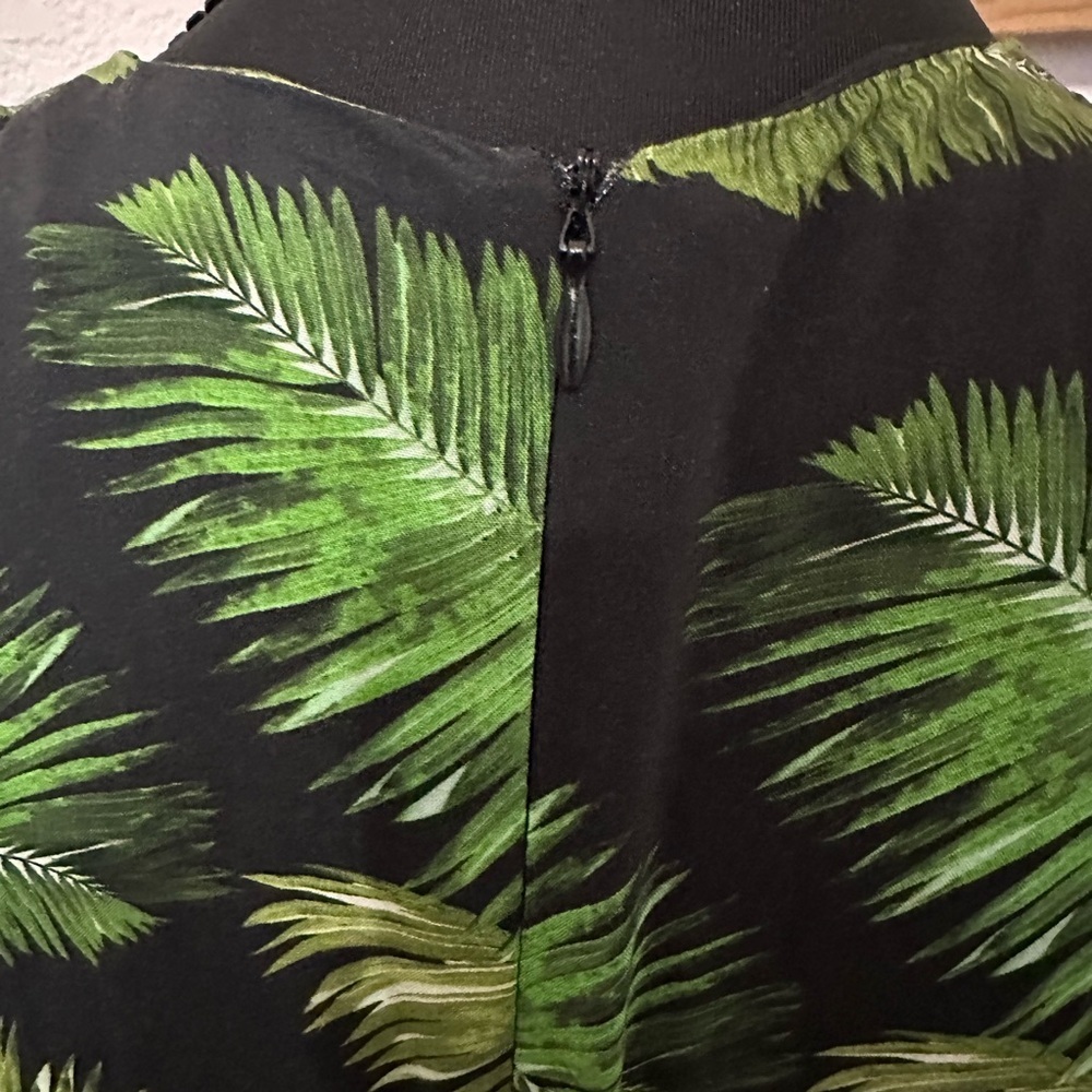Melissa Odabash Lou Tropical Green Palm Black Maxi Dress - Size Small - Picture 7 of 10